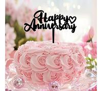 Happy Anniversary acrilico nero Mr and Mrs Wedding Cake Topper personalizzato romantico sposa e sposo topper per torta per fidanzamento sposa futura festa decorazione addio al nubilato regali per lui