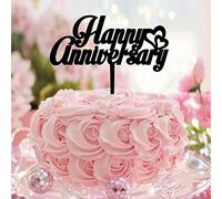 Happy Anniversary Mr & Mrs Wedding Cake Toppers Personalizzare Country Bride and Groom Cake Topper Per Fidanzamento Sposa To Be Party Forniture Nuziale Doccia Regali per Lui/Lei Acrilico Nero
