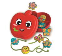 Clementoni Baby Happy Apple & Friends, Gioco Montessori da Infilare, attività Educativa Bambini 18+ Mesi, Stimola Manualità Fine e Logica, con 8 Personaggi, Made in Italy, 17600
