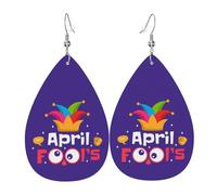 Happy April Fools' Day Funny Pattern Orecchini In Pelle Penzolare Orecchini Da Donna Leggera Accessori Per Feste Donne Carnevale