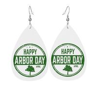 Happy Arbor Day Orecchini In Pelle Penzolare Orecchini Da Donna Stampato Accessori Per Decorazioni Cosplay Donne