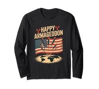 Happy Armageddon Sarcastic USA 4 luglio Consapevolezza contro la guerra Maglia a Manica