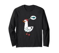 Happy As a Seagull Yummy Fish Food, Funny Seagull Cartoon Maglia a Manica