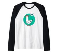 Happy As a Seagull Yummy Fish Food, Funny Seagull Cartoon Maglia con Maniche Raglan
