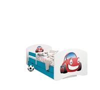 Happy Babies - CAMA para Niños DE Doble Cara con CAJÓN Diseño Moderno con Bordes Seguros y Eolchón de Espuma Anticaída 7 cm Azul (11. Auto, 180x90)