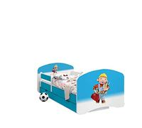 Happy Babies - CAMA para Niños DE Doble Cara con CAJÓN Diseño Moderno con Bordes Seguros y Eolchón de Espuma Anticaída 7 cm Azul (24. Bob El Constructor, 180x90)