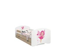 Happy Babies - LIT D'ENFANT DOUBLE FACE AVEC TIROIR Design moderne avec bords sûrs et protection contre les chutes Matelas en mousse 7 cm Poire clair (Maga, 190/90)