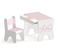 Happy Babies - Set di sedie da scrivania per bambini, tavolo da gioco ergonomico con ampio cassetto - tavolo da apprendimento e gioco per bambini - mobili per l'asilo (rosa)
