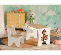 Happy Babies - Set di sedie da scrivania per bambini, tavolo da gioco ergonomico con ampio cassetto - tavolo da apprendimento e gioco per bambini - mobili per bambini, per l'asilo vigili del fuoco e