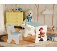 Happy Babies - Set di sedie da scrivania per bambini, tavolo da gioco ergonomico con ampio cassetto - tavolo da apprendimento e gioco per bambini - mobili per bambini, per l'asilo vigili del fuoco e