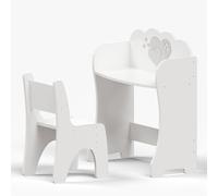 Happy Babies - Tavolo da toeletta per bambini con sedia bianca o rosa - Regolabile - Design cuore - Mobili per bambini ragazze - Tavolo da gioco per bambini (bianco)