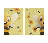 Happy Bee - Custodia per passaporto da viaggio, con scomparti per carte di credito e carta d'imbarco, per documenti d'identità e documenti di famiglia (20 x 13 cm)