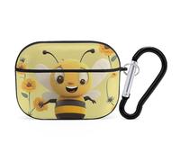 Happy Bee - Custodia protettiva per AirPods Pro con anello portachiavi, custodia protettiva rigida in policarbonato per AirPods Pro di seconda generazione, per donne e uomini, facile da aprire