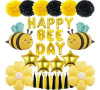 Happy Bee Day - Confezione da 21 palloncini a forma di margherita, bombo, per baby shower, festa di primo compleanno