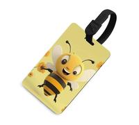 Happy Bee - Etichette per bagagli per valigie, con scudo per la privacy, borsa da viaggio, targhetta identificativa per uomini e donne, zaino, stile nero, taglia unica, etichetta per bagagli