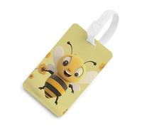Happy Bee - Etichette per bagagli per valigie con scudo per la privacy, borsa da viaggio, targhetta identificativa per uomini e donne, zaino, stile bianco, taglia unica, etichetta per bagagli