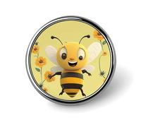 Happy Bee - Spilla rotonda smaltata carina spilla da bavero spilla personalizzata abbigliamento decorazione unisex porta badge cappelli borse camicie decorazione