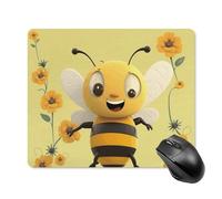 Happy Bee - Tappetino per mouse quadrato, portatile, con base in gomma antiscivolo, 18 x 22 cm, ultra sottile, per computer, laptop, ufficio, accessori da scrivania