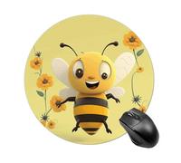 Happy Bee - Tappetino per mouse rotondo, scorrevole, per gaming, ad alta densità, portatile, comodo, per scrivania, casa, ufficio, 19 x 20 cm