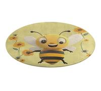 Happy Bee Tappeto rotondo morbido assorbente tappetino da bagno ingresso antiscivolo tappeto fattoria tappetino anteriore posteriore 60 x 60 cm per camera da letto soggiorno casa decorativo