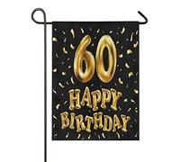 Happy Birthday 60Th Golden Confetti Bandiere Verticale Colore Vivido Bandiera Da Giardino Robuste Bandiera Per Casa Giardino Feste 30X45Cm