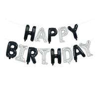 Happy Birthday Balloon Banner Mylar Foil Lettere Decorazioni per feste di compleanno per bambini Unisex Adulti Sfondo Banner Decor Forniture per feste | Nero Oro Argento Rosso e Multicolore Shinny