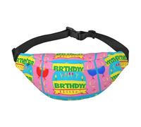 Happy Birthday Balloon - Marsupio a tracolla per ragazzi, grande, da viaggio, alla moda, per sport, corsa, ciclismo, viaggi, pesca, nero, taglia unica