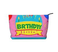 Happy Birthday Balloon - Trousse per trucchi in velluto a coste con cerniera, astuccio per cosmetici, per viaggi, articoli da toeletta e uso quotidiano