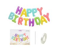 Happy Birthday Balloons Banner Mylar Foil Lettere Segno, Decorazioni per feste di compleanno per bambini e adulti, forniture per decorazioni per feste, riutilizzabile, ecologico divertimento