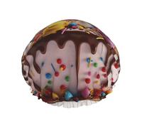 Happy Birthday Bella cuffia da doccia per donne e uomini, grande, riutilizzabile, a doppio strato, impermeabile, con fascia elastica, per tutte le acconciature, adatta ai viaggi