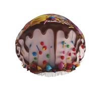 Happy Birthday Bella Cuffia da Doccia Stampata Per Le Donne Doppio Strato Impermeabile Cappello Da Bagno Capelli Riutilizzabile Cuffia Elastica Protezione Dei Capelli Delle Signore Spa Salone Bagno