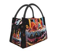 Happy Birthday Big Cake Borsa per il pranzo per donne e uomini adulti Scatola termica per il pranzo riutilizzabile a prova di perdite Borsa per il pranzo di grande capacità Contenitore per alimenti