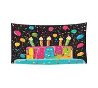 Happy Birthday Big Cake - Cappello di Halloween con stampa a copertura completa, copricapo da strega ripiegabile per festival, feste e feste con tessuto lavabile in lavatrice