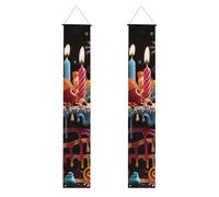 Happy Birthday Big Cake Portico Banner per porta d'ingresso Bandiera da appendere Festività Stagionali Portico Porta Cartello Banner di benvenuto per interni ed esterni Decorazioni di laurea Classe