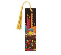 Happy Birthday Big Cake Segnalibro in legno per uomini donne insegnanti regalo vintage fatto a mano segnalibri per leggere pagine marcatori da appendere etichette regalo ornamenti segnalibri in legno