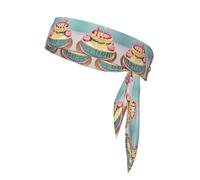 Happy Birthday Big Cake Stampa Multifunzionale Traspirante Sport Testa Fascia per Tennis Basket Karate