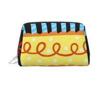 Happy Birthday Big Cake Stampata Piccola Borsa per Trucchi Portatile in Pelle Borsa per Trucchi da Viaggio Borsa per Cosmetici Organizzatore da Donna, Cerniera Oro, Argento, One Size, Astuccio per