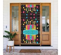 Happy Birthday Big Cake - Striscione per porta con corda, riutilizzabile, per Halloween, Natale, decorazione esterna in poliestere