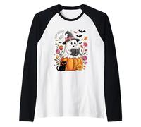 Happy Birthday Boo Ghost con Cappello da Strega Maglia con Maniche Raglan