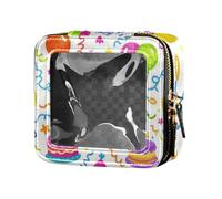 Happy Birthday Cake Balloon Colorful Clear Makeup Bag Borse da viaggio per articoli da toeletta Mini contenitori per trucco da viaggio