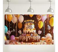 Happy Birthday Cake Party Sfondo colorato Celebrazione Dolci Sfondi Foto, Divertenti Decorazioni per eventi per bambini Indoor / Outdoor Festivals 180 x 109 cm