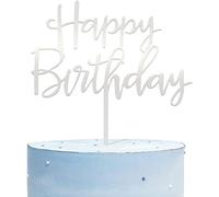 Happy Birthday Cake Topper, Decorazioni Torta Compleanno in Acrilico a Specchio, Topper Torta Buon Compleanno, Happy Birthday Decorazioni Torta per Uomini Donne Ragazzi Ragazze (Sillaba)