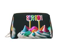 Happy Birthday Cakes Borsa per il trucco in pelle stampata per le donne Borsa da toilette da viaggio per articoli da toeletta borsa cosmetica