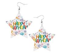 Happy Birthday Cartoon Cake Candy Balloon Orecchini Leggera Orecchini In Pelle Penzolare Pendenti Per Decorazioni Festa Della Mamma Donne