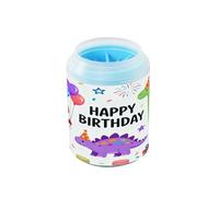 Happy Birthday Cartoon Dinosaur Tazza riutilizzabile per la pulizia delle zampe con setole in silicone morbido Kit per la pulizia degli animali domestici per cani di piccola e media taglia
