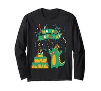 Happy Birthday Coccodrillo Alligator Cake Confetti Snap Party Maglia a Manica