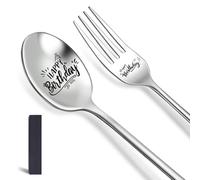 Happy Birthday, cucchiaio e forchetta, regalo di compleanno, laurea, 2 cucchiai e forchetta, con incisione, regalo di compleanno per figlio, figlia, sorella, fratello, amici, adolescenti