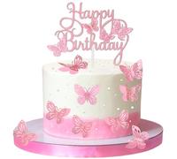 Happy Birthday Decorazioni 13 Pezzi 3D Farfalla Decorazioni Torta Compleanno Dolce Decorazioni per torte di Compleanno Topper per Cupcake per feste di Compleanno Decorazione per Torta Nuziale