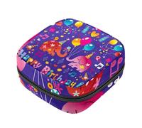 Happy Birthday Elephant Balloon First Period Kit per ragazze, salvaslip tampone, borsa mestruale, porta assorbenti con cerniera, organizer per tovaglioli sanitari