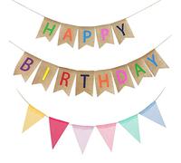 Happy Birthday Ghirlanda di bandierine, festone di compleanno, decorazione per feste di compleanno e adulti (colorata)